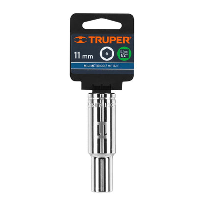 Deep Socket, 6 Points, 1/2" Drive, 11mm TRUPER