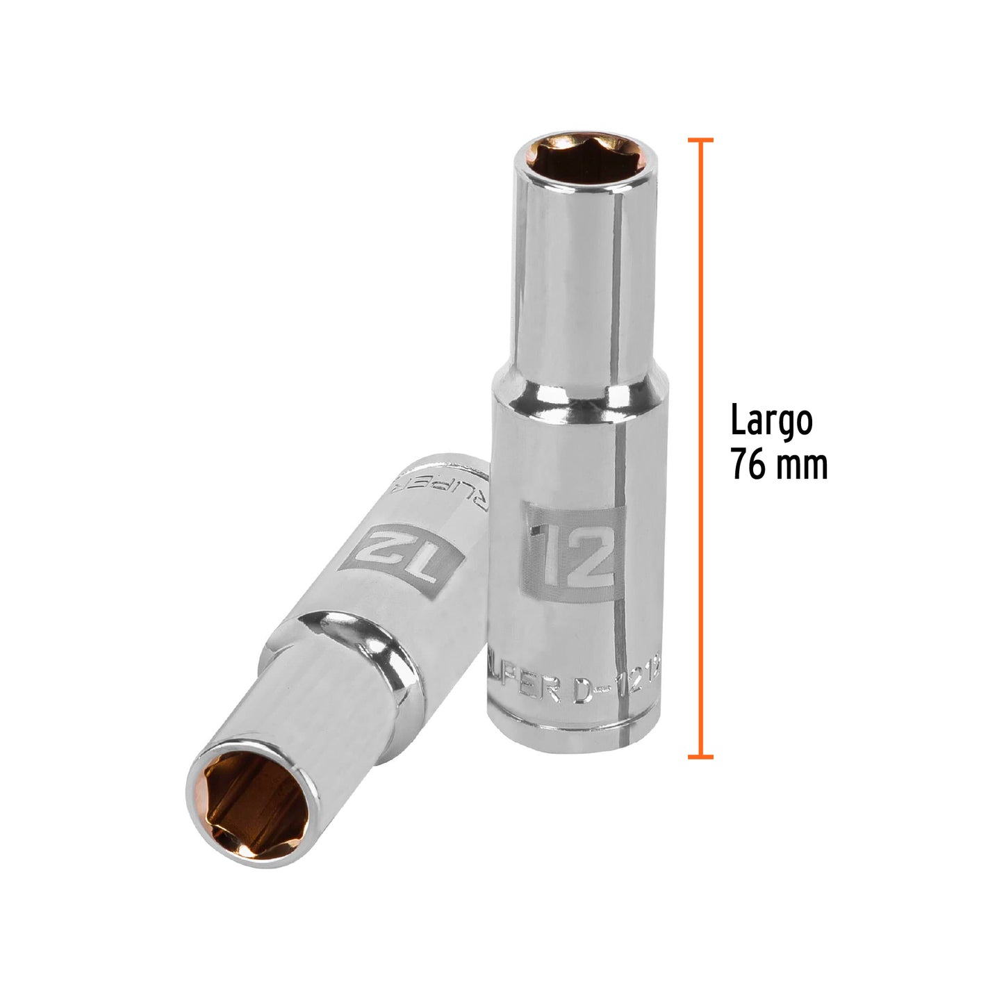 Deep Socket, 6 Points, 1/2" Drive, 12mm TRUPER