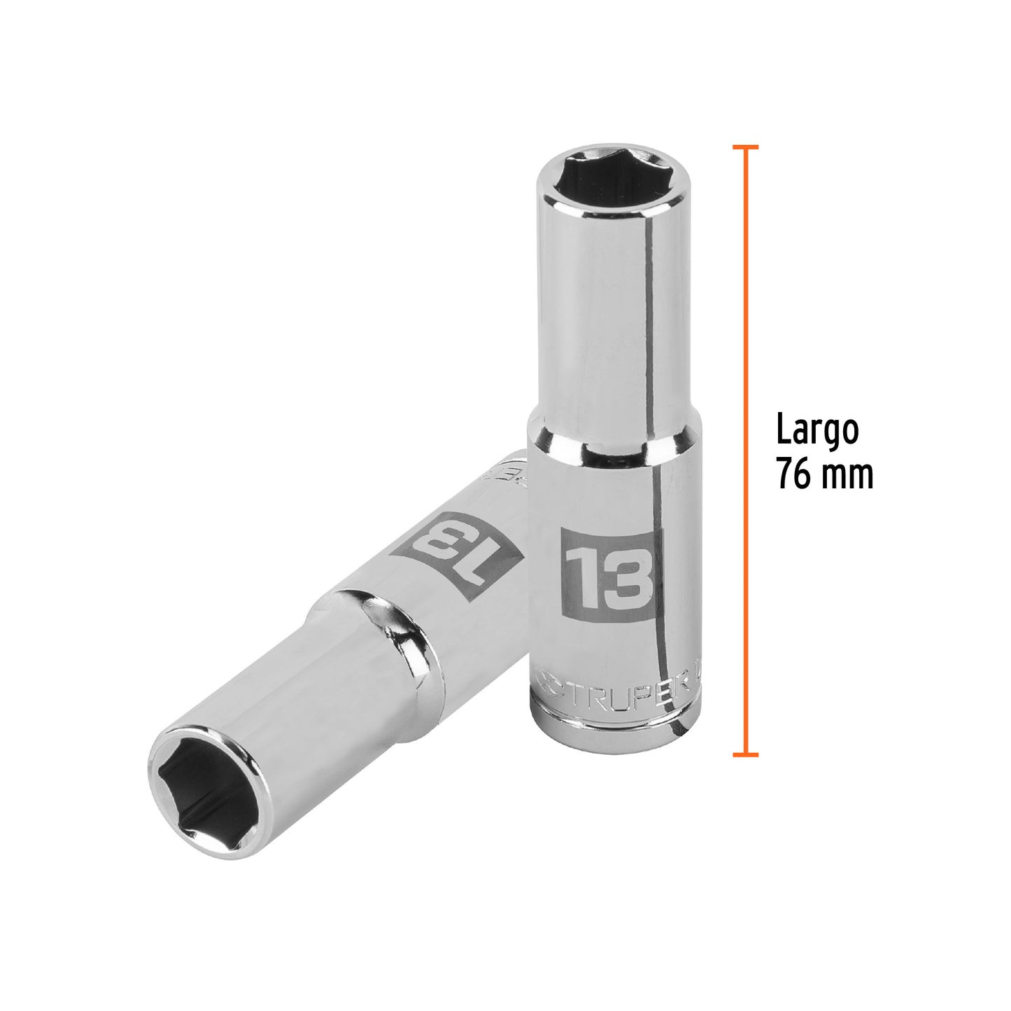 Deep Socket, 6 Points, 1/2" Drive, 13mm TRUPER
