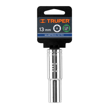 Deep Socket, 6 Points, 1/2" Drive, 13mm TRUPER
