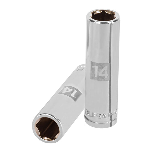 Deep Socket, 6 Points, 1/2" Drive, 14mm TRUPER