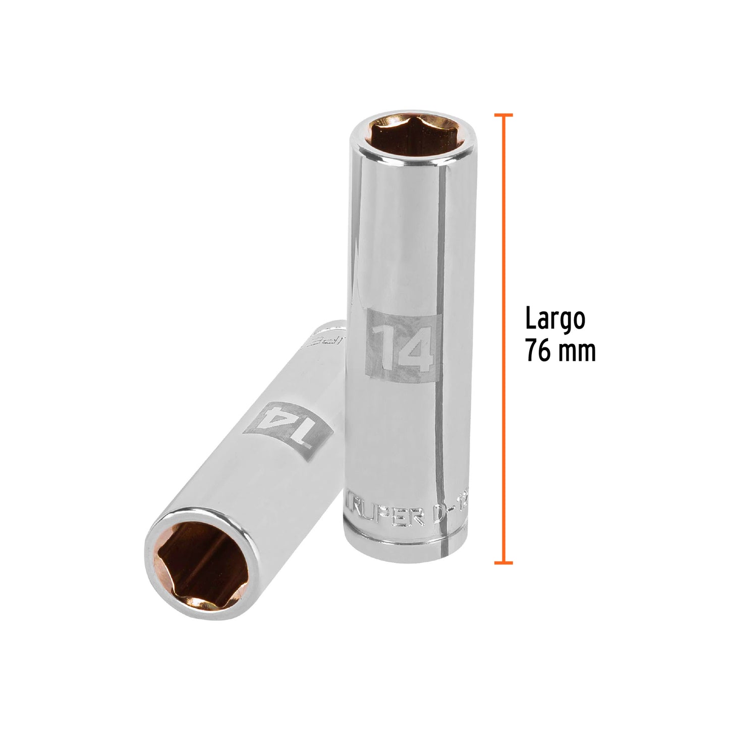 Deep Socket, 6 Points, 1/2" Drive, 14mm TRUPER