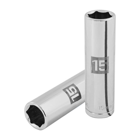 Deep Socket, 6 Points, 1/2" Drive, 15mm TRUPER