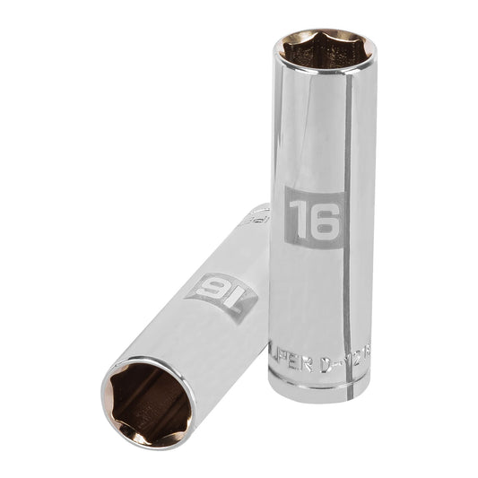 Deep Socket, 6 Points, 1/2" Drive, 16mm TRUPER
