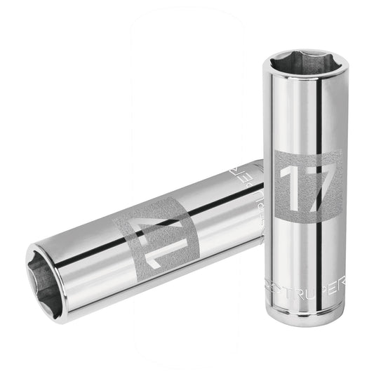 Deep Socket, 6 Points, 1/2" Drive, 17mm TRUPER