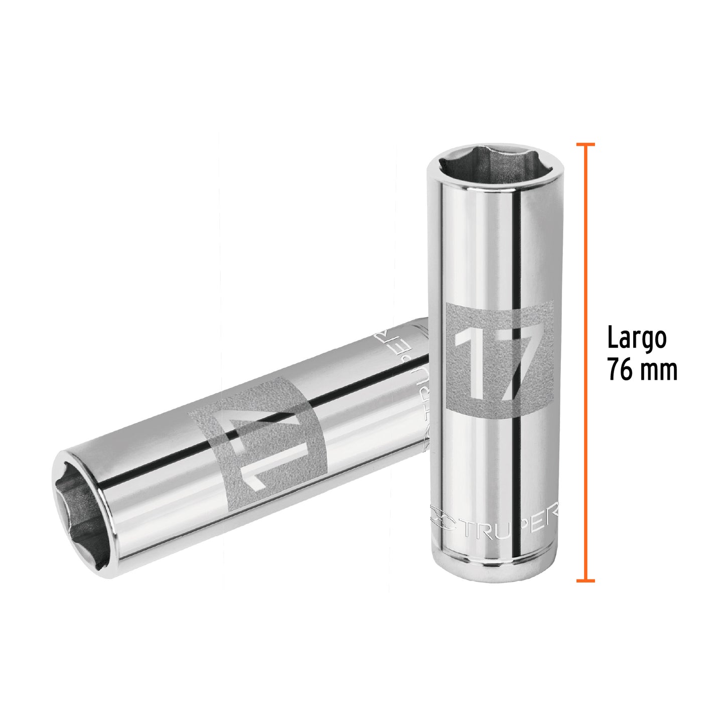 Deep Socket, 6 Points, 1/2" Drive, 17mm TRUPER