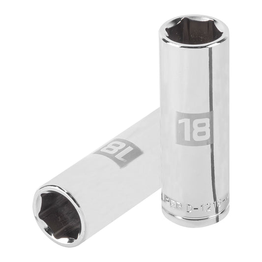 Deep Socket, 6 Points, 1/2" Drive, 18mm TRUPER