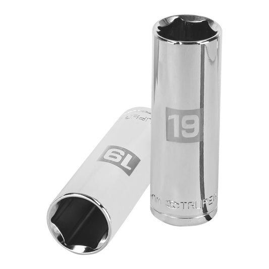 Deep Socket, 6 Points, 1/2" Drive, 19mm TRUPER