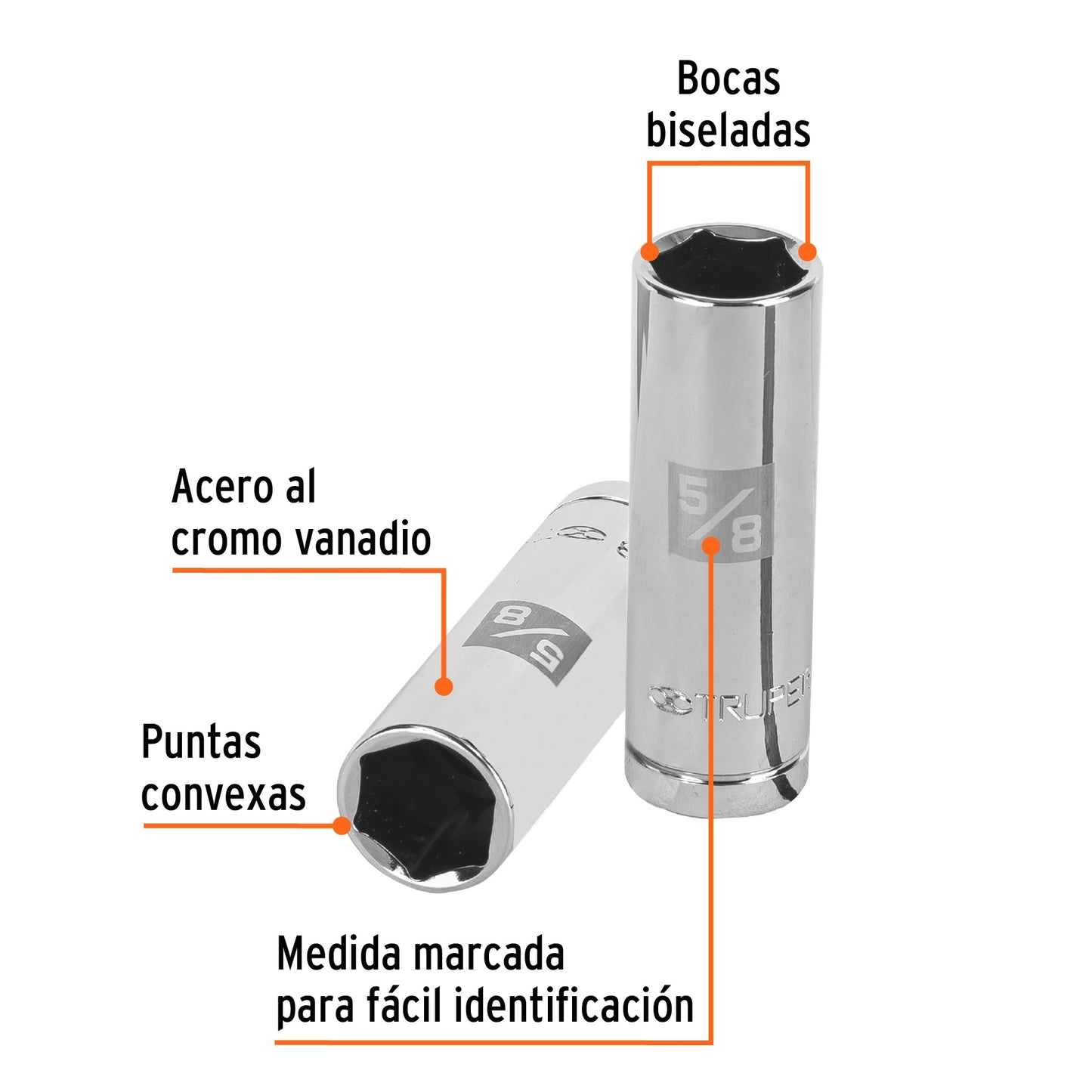 Long Spark Plug Socket, 5/8" 6 Points, 1/2" Drive