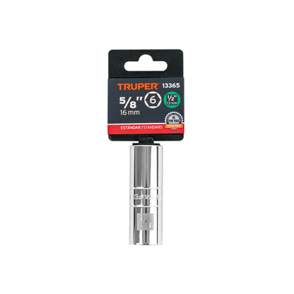Long Spark Plug Socket, 5/8" 6 Points, 1/2" Drive