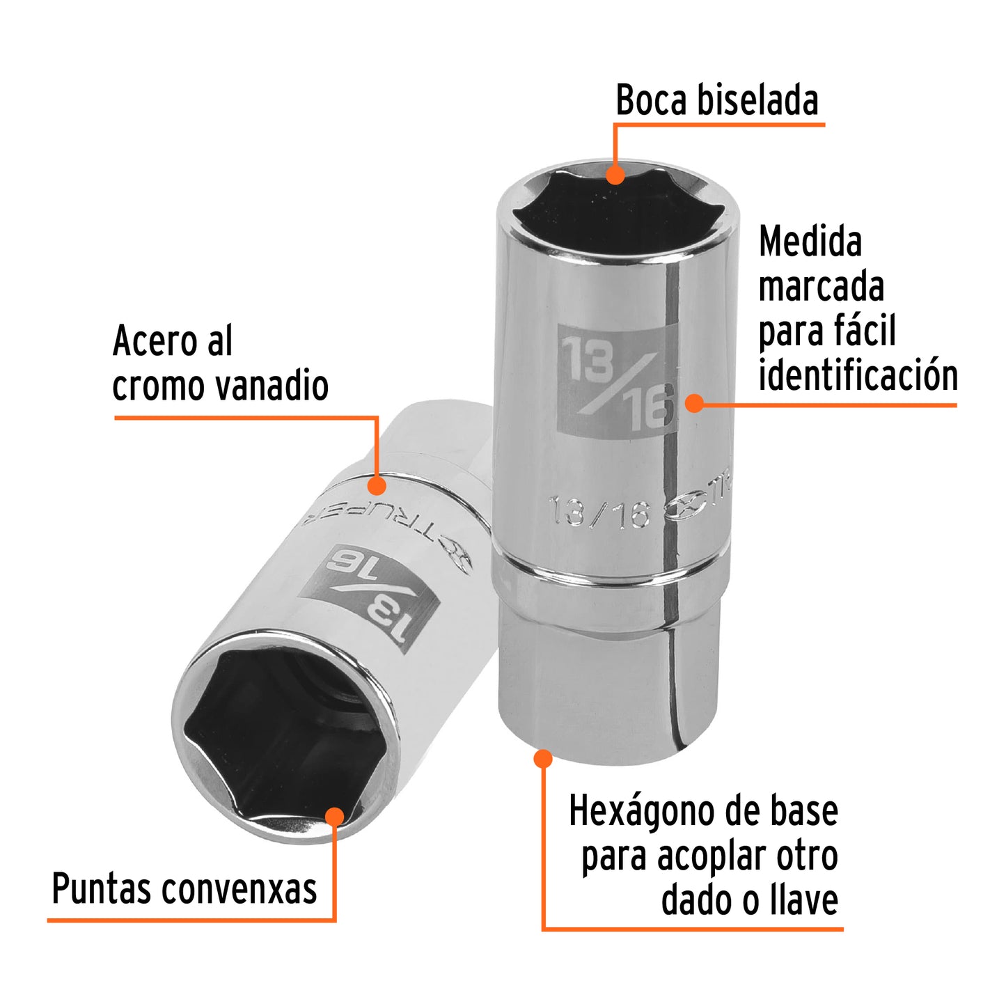 Long Spark Plug Socket, 13/16" 6 Points, 1/2" Drive