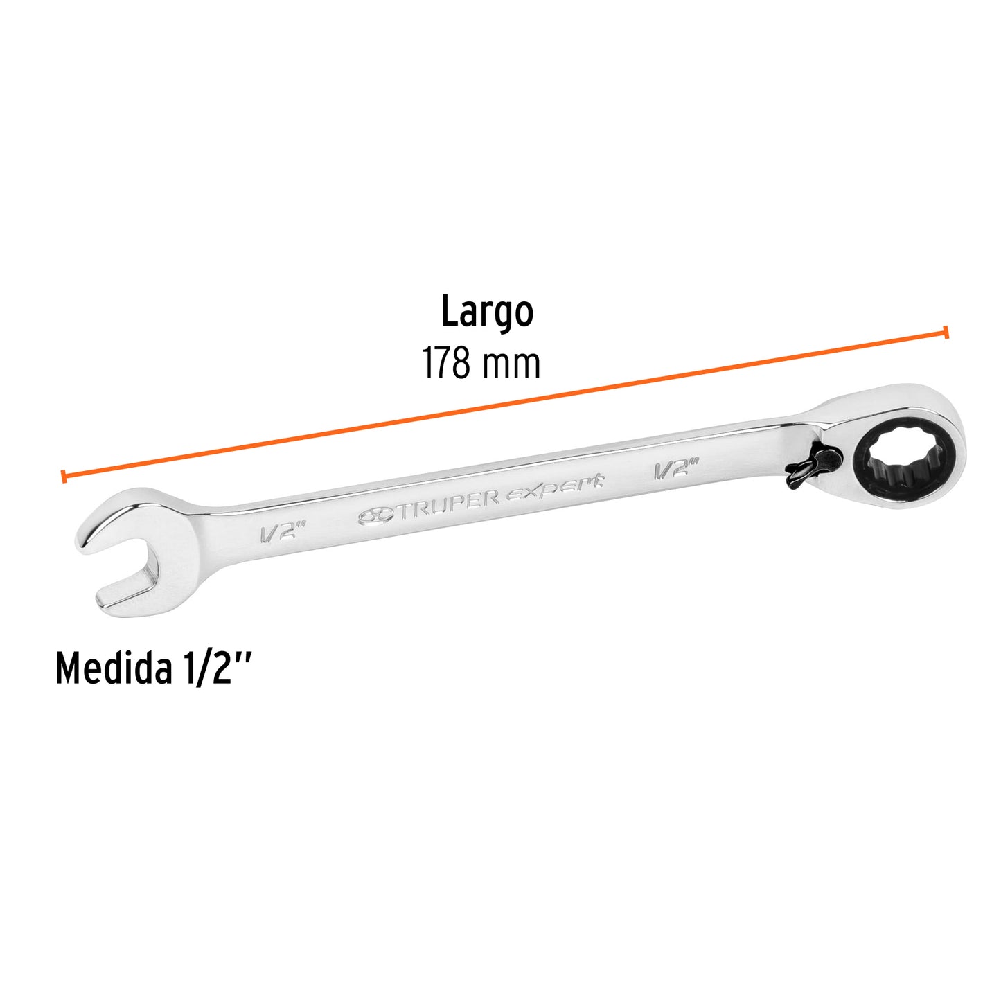 1/2" x 178 mm long reversible ratchet combination wrench "TRUPER"