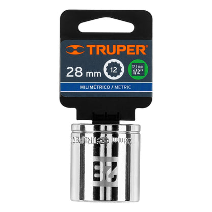 Socket, 12-Point, 1/2" Drive, 28 mm TRUPER