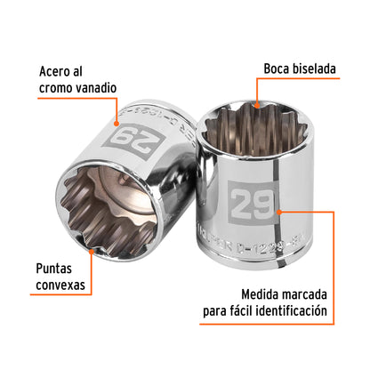 Socket, 12 Points, 1/2" Drive, 29mm TRUPER