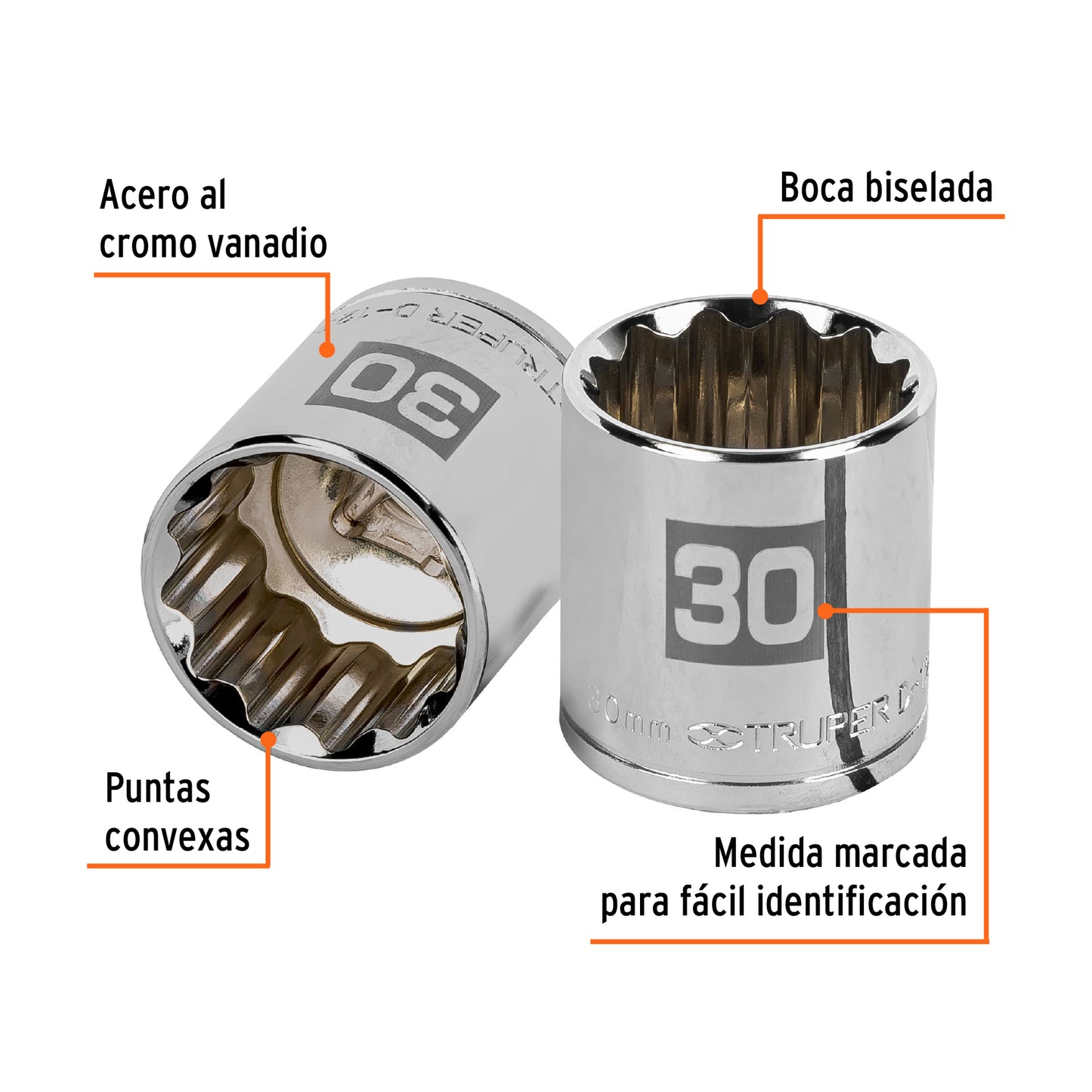 Socket, 12-Point, 1/2" Drive, 30 mm TRUPER