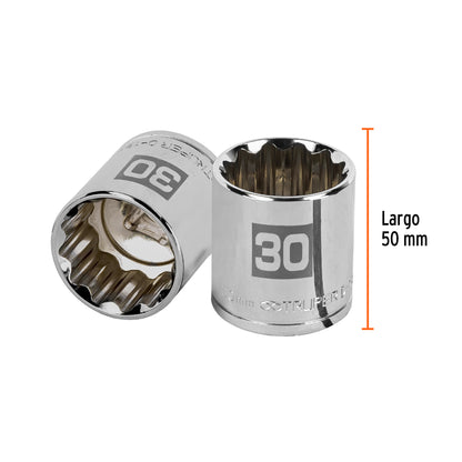 Socket, 12-Point, 1/2" Drive, 30 mm TRUPER
