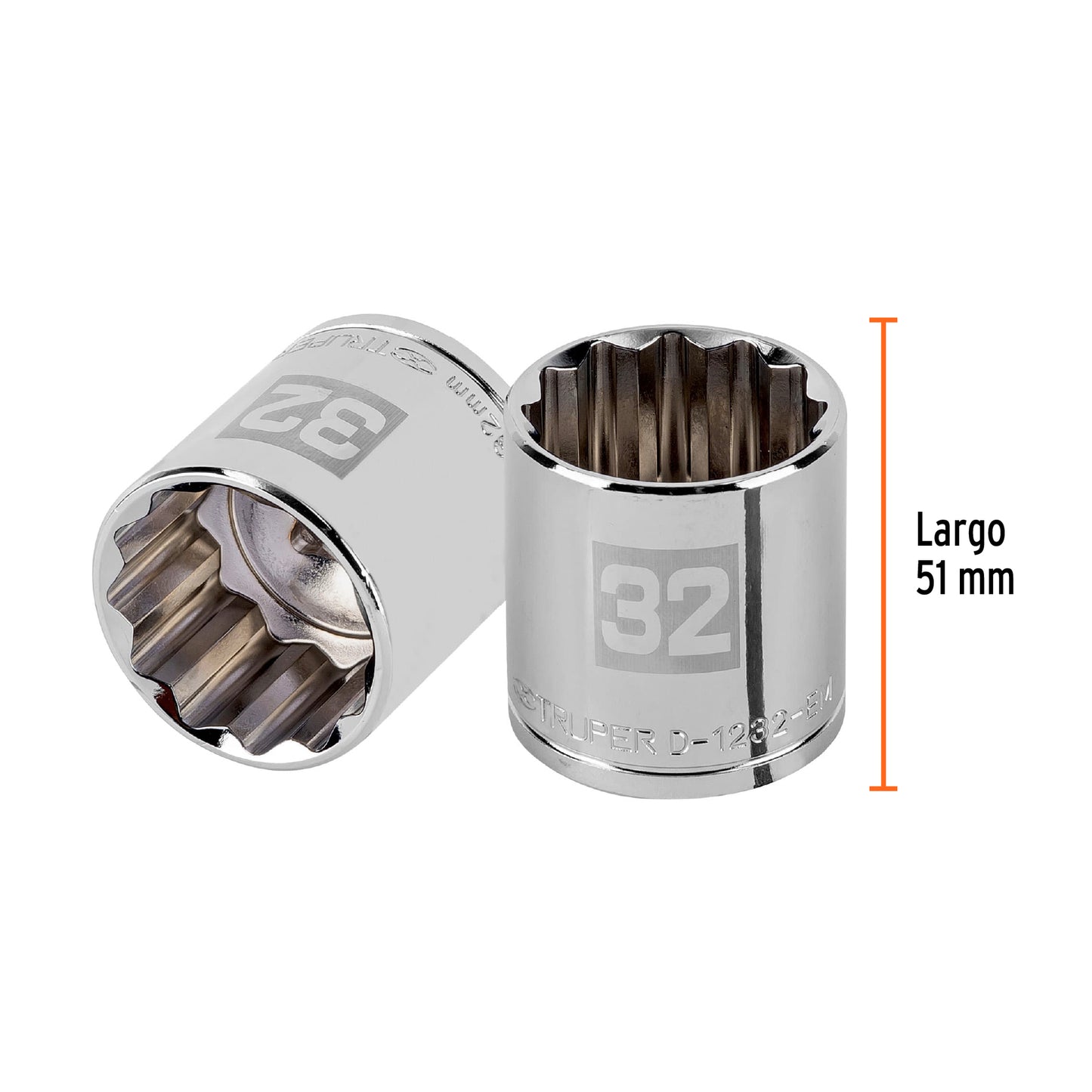 Socket, 12-Point, 1/2" Drive, 32 mm TRUPER