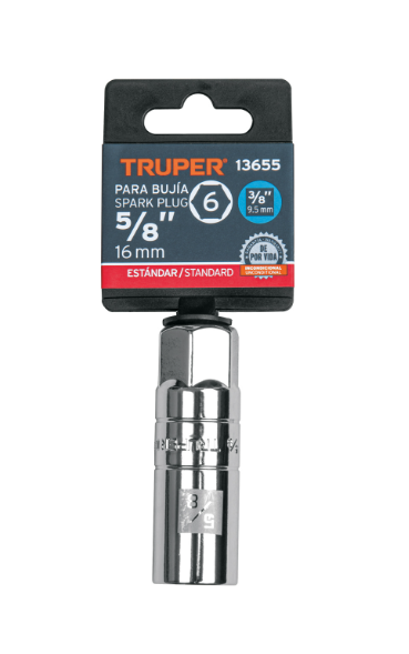 SOCKET SPARK PLUG DR. 3/8" X 5/8" TRUPER