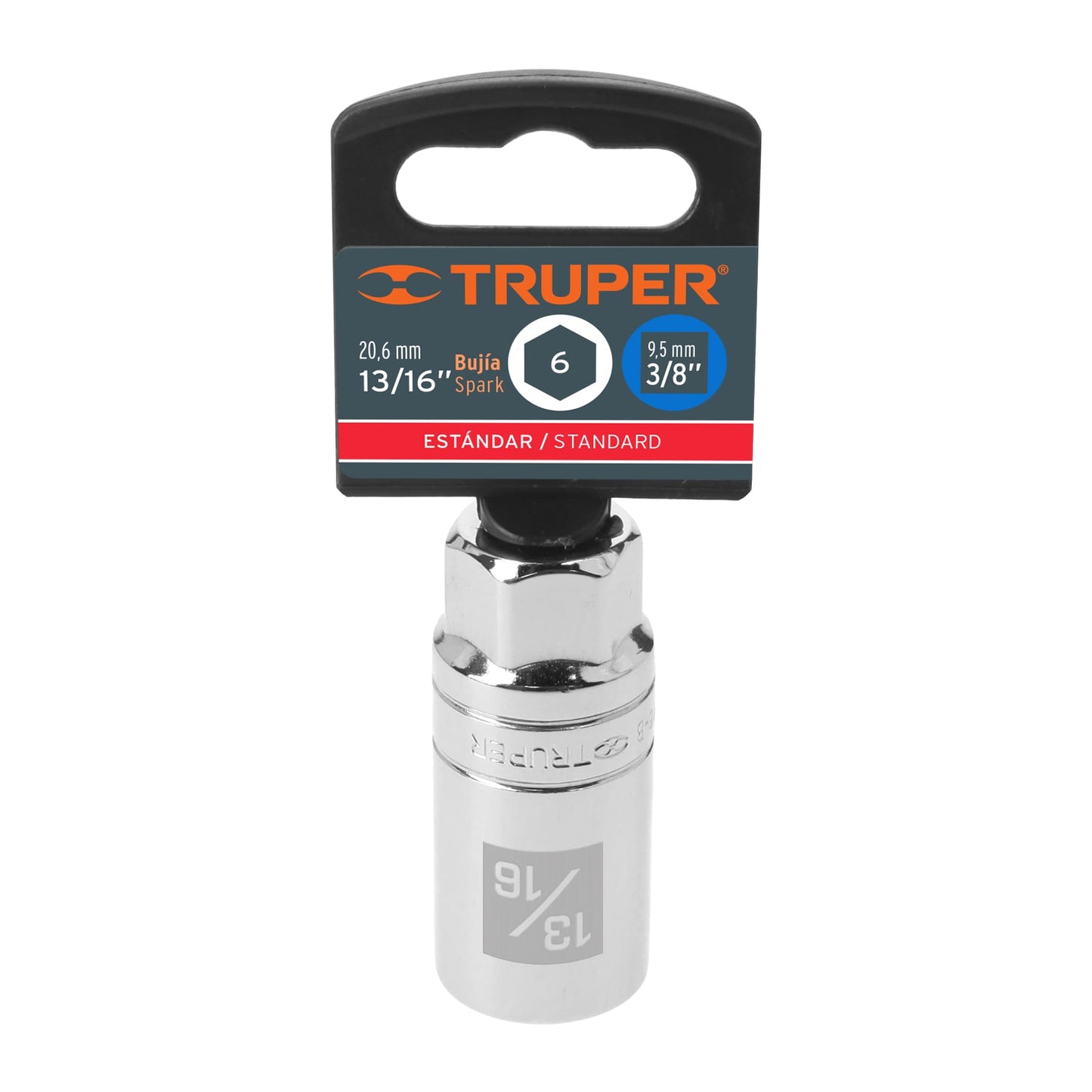 Spark Plug Socket, 6 Points, 3/8" Drive, 13/16" TRUPER