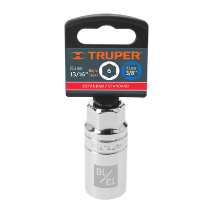Spark Plug Socket, 6 Points, 3/8" Drive, 13/16" TRUPER