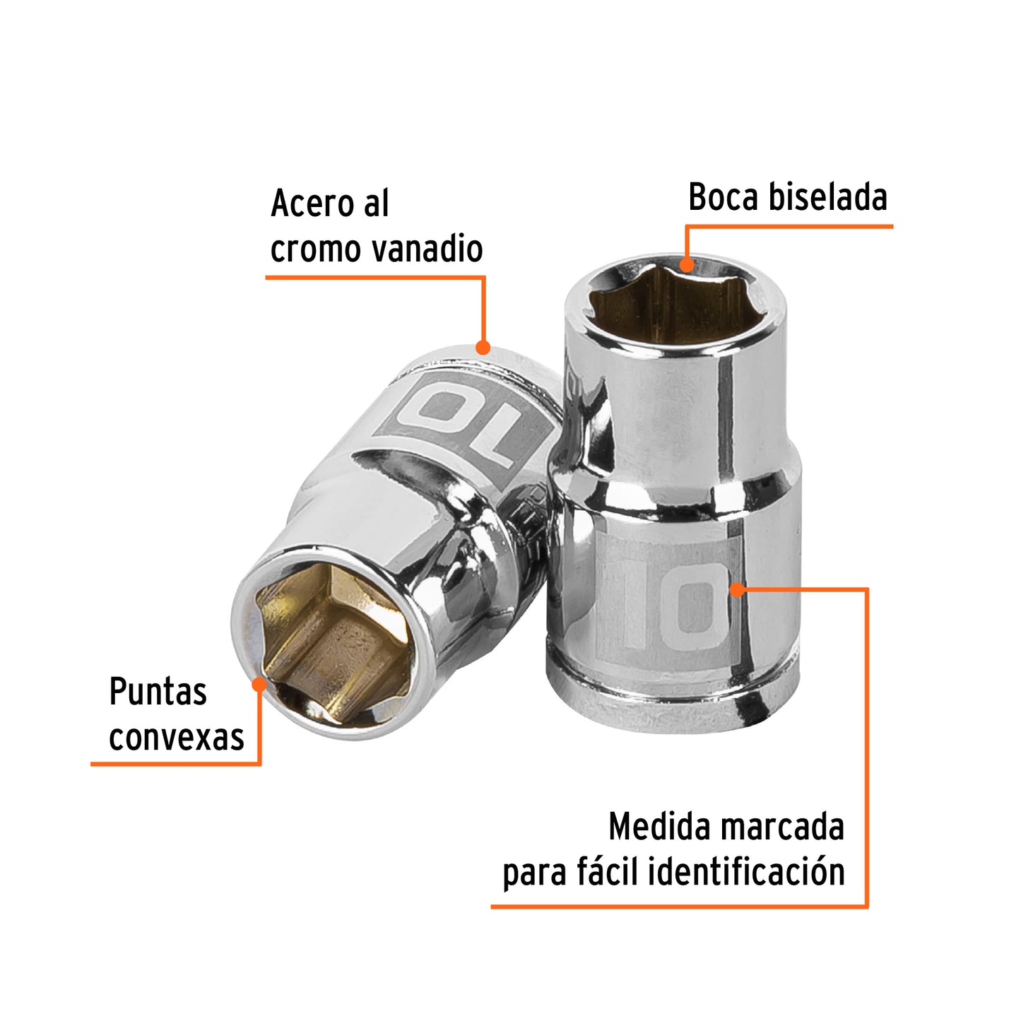 Socket, 6 Points, 3/8" Drive, 10mm TRUPER