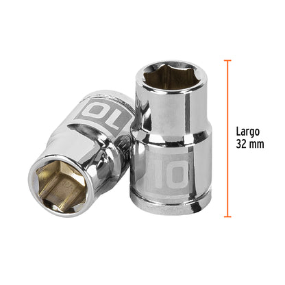 Socket, 6 Points, 3/8" Drive, 10mm TRUPER