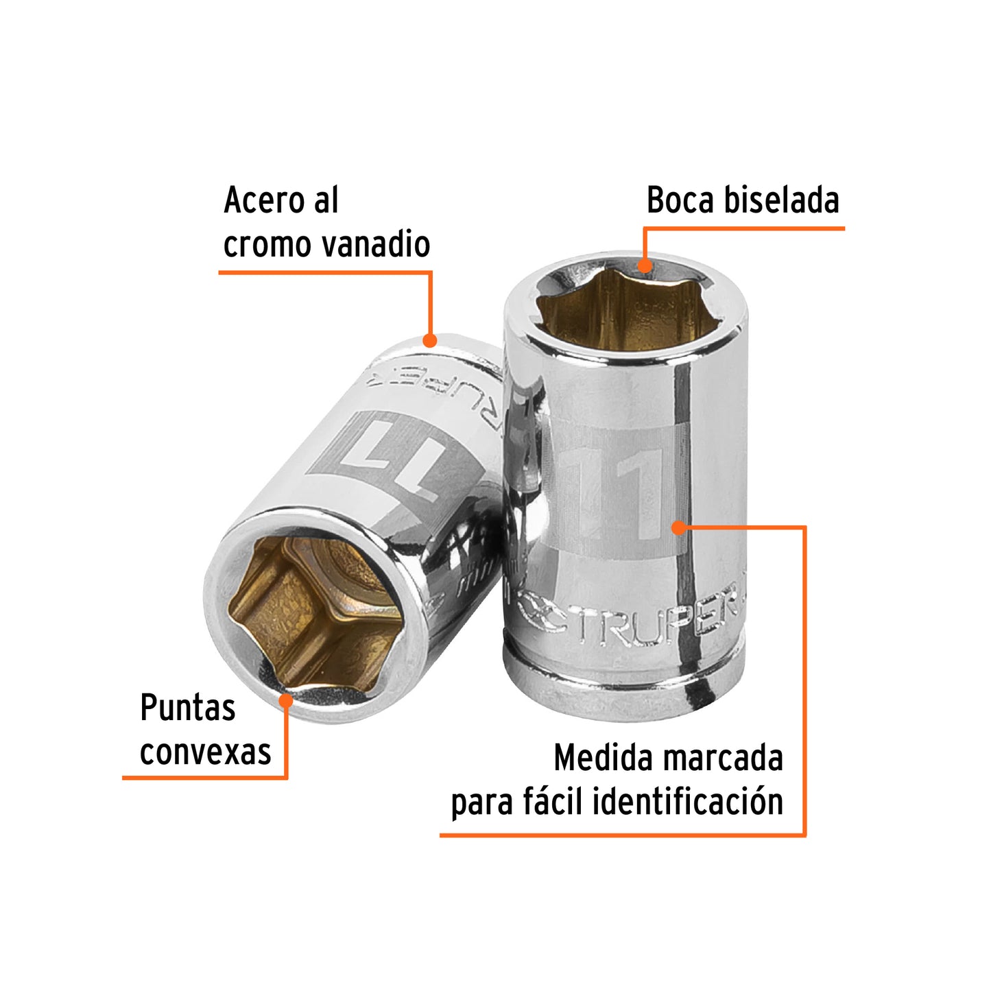 Socket, 6 Points, 3/8" Drive, 11mm TRUPER
