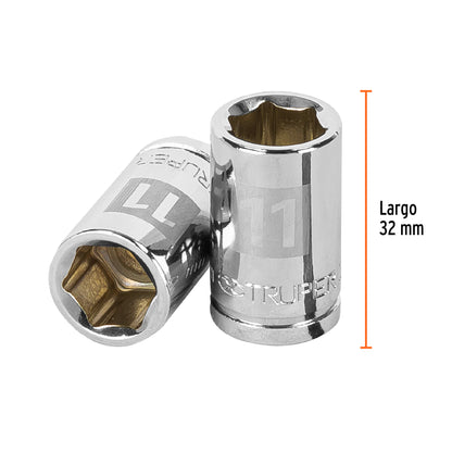 Socket, 6 Points, 3/8" Drive, 11mm TRUPER