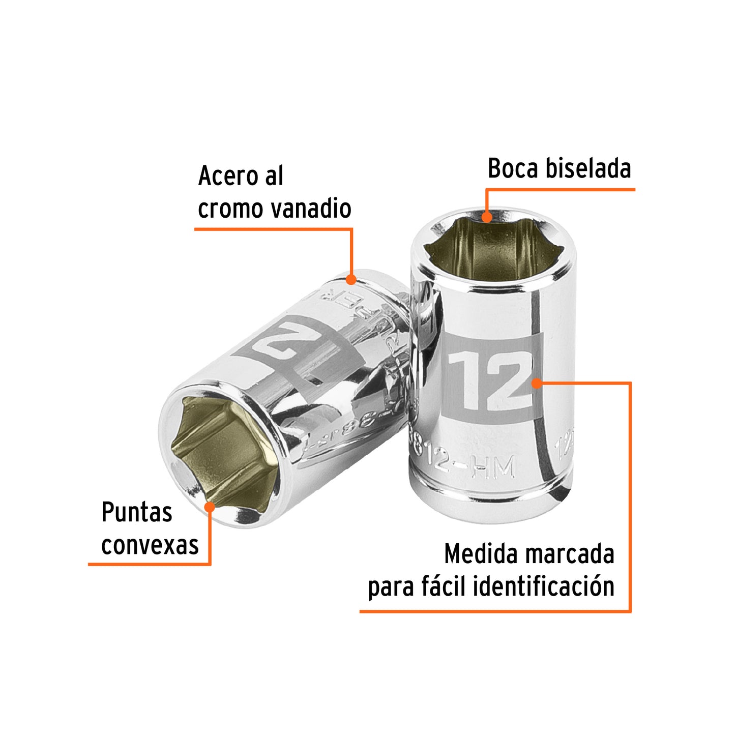 Socket, 6 Points, 3/8" Drive, 12mm TRUPER