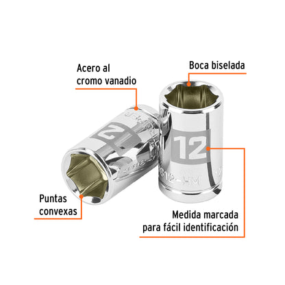 Socket, 6 Points, 3/8" Drive, 12mm TRUPER
