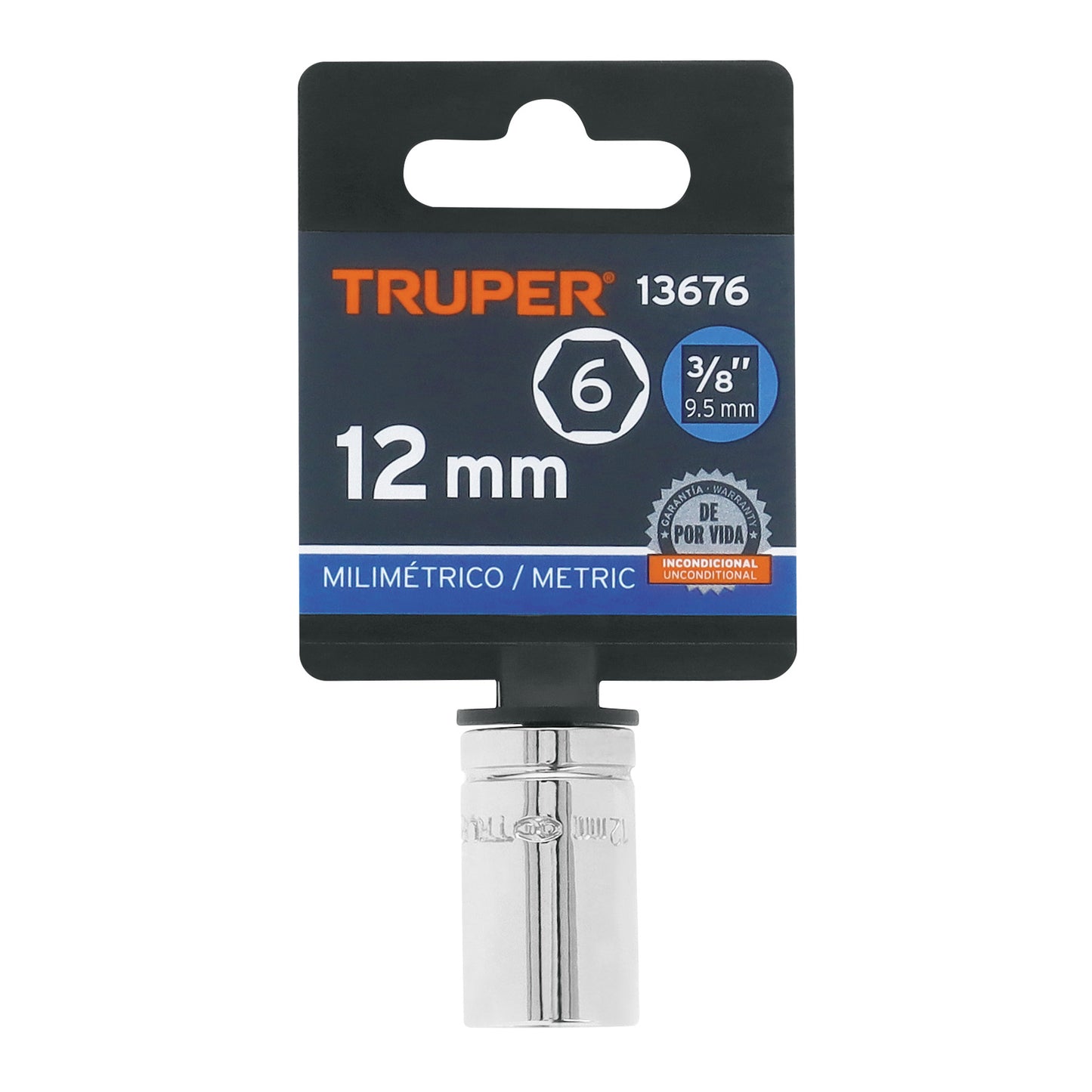 Socket, 6 Points, 3/8" Drive, 12mm TRUPER