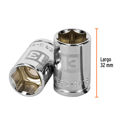 Socket, 6 Points, 3/8" Drive, 13mm TRUPER