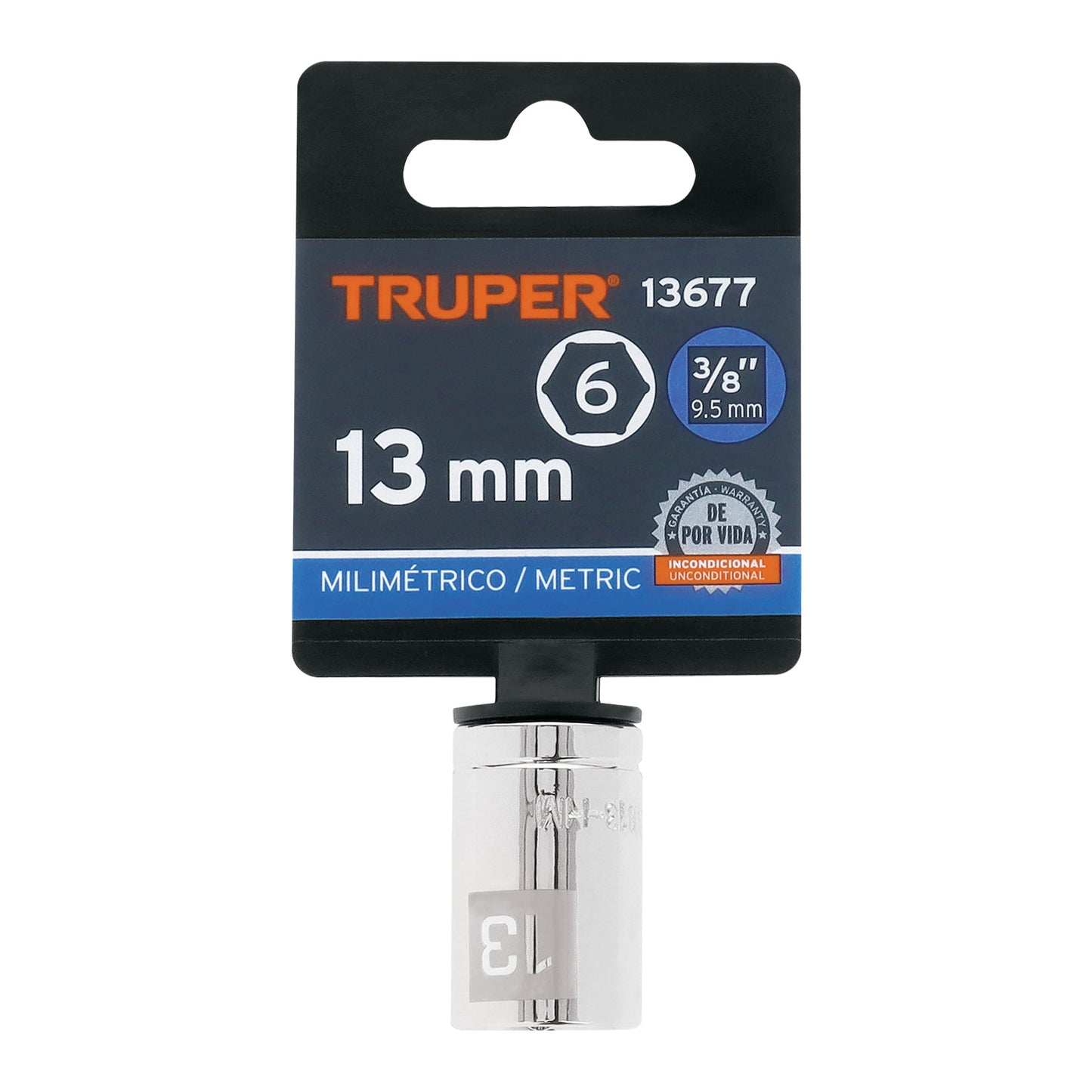 Socket, 6 Points, 3/8" Drive, 13mm TRUPER