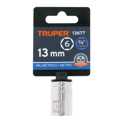 Socket, 6 Points, 3/8" Drive, 13mm TRUPER