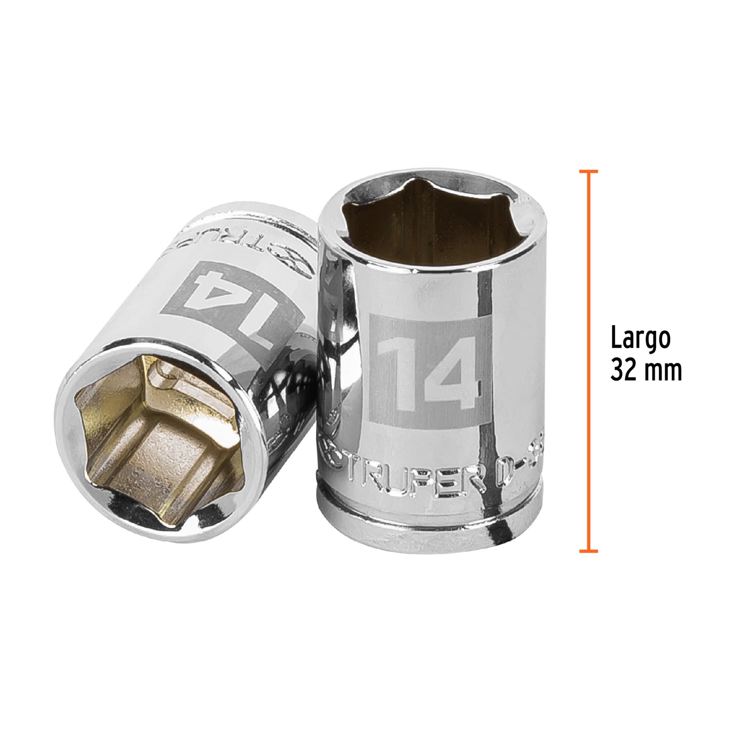 Socket, 6 Points, 3/8" Drive, 14mm TRUPER