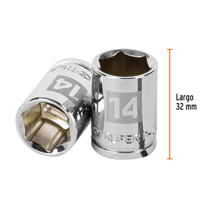Socket, 6 Points, 3/8" Drive, 14mm TRUPER