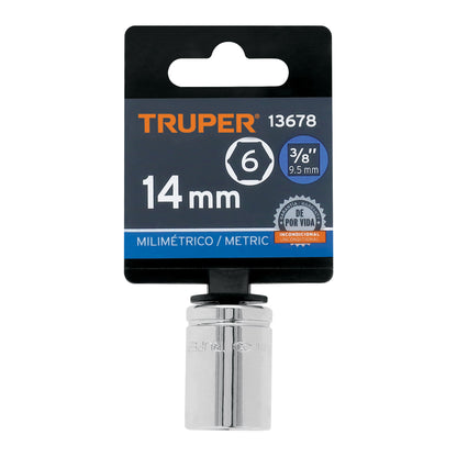 Socket, 6 Points, 3/8" Drive, 14mm TRUPER