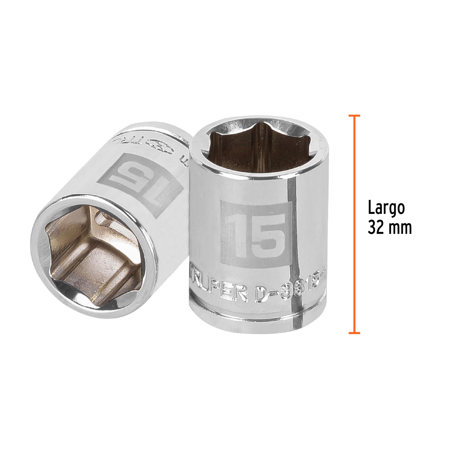 Socket, 6 Points, 3/8" Drive, 15mm TRUPER