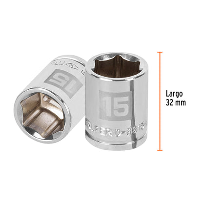 Socket, 6 Points, 3/8" Drive, 15mm TRUPER