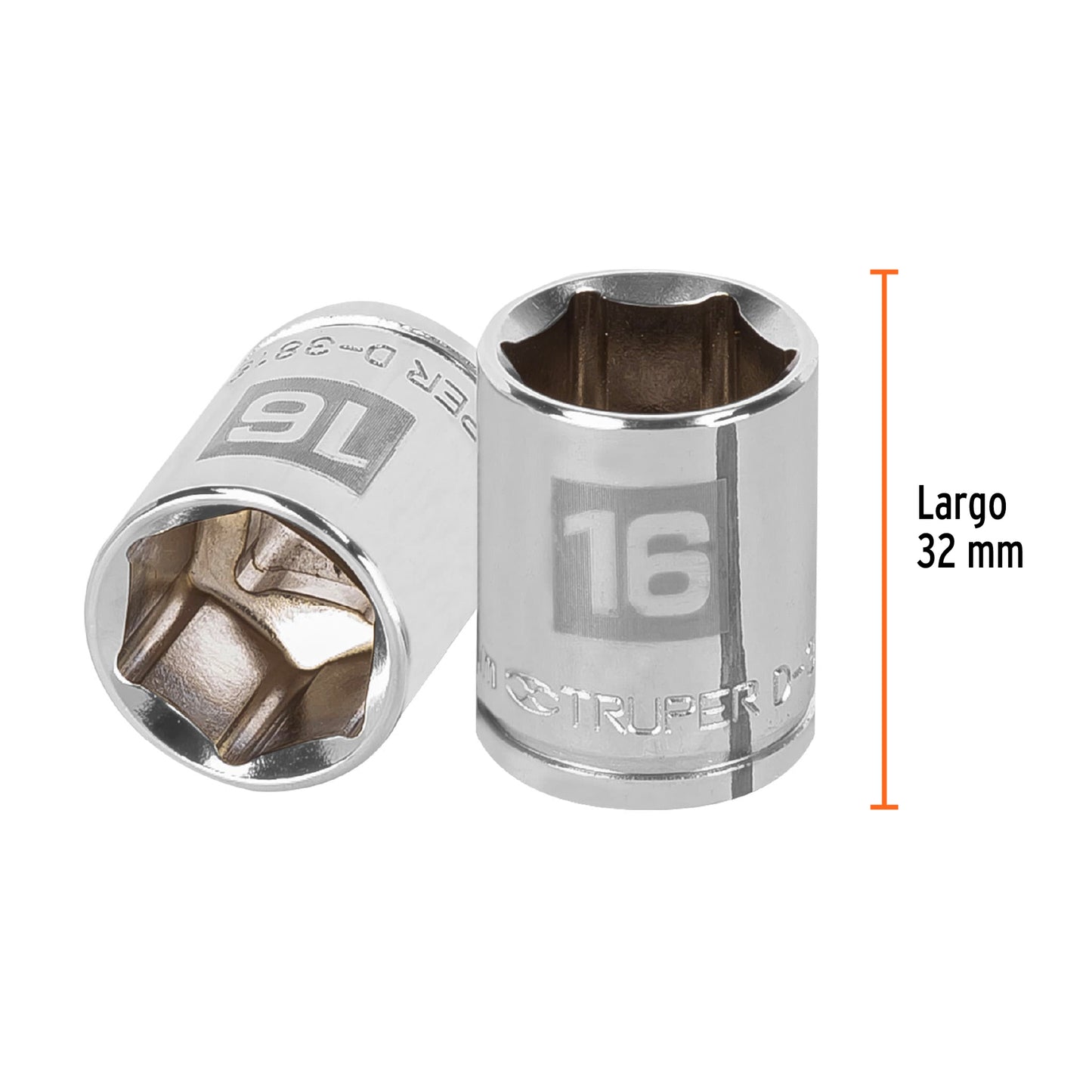Socket, 6 Points, 3/8" Drive, 16mm TRUPER