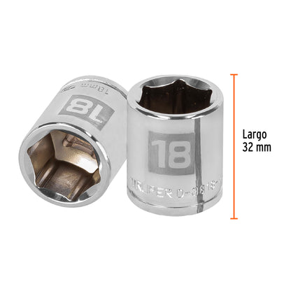 Socket, 6 Points, 3/8" Drive, 18mm TRUPER