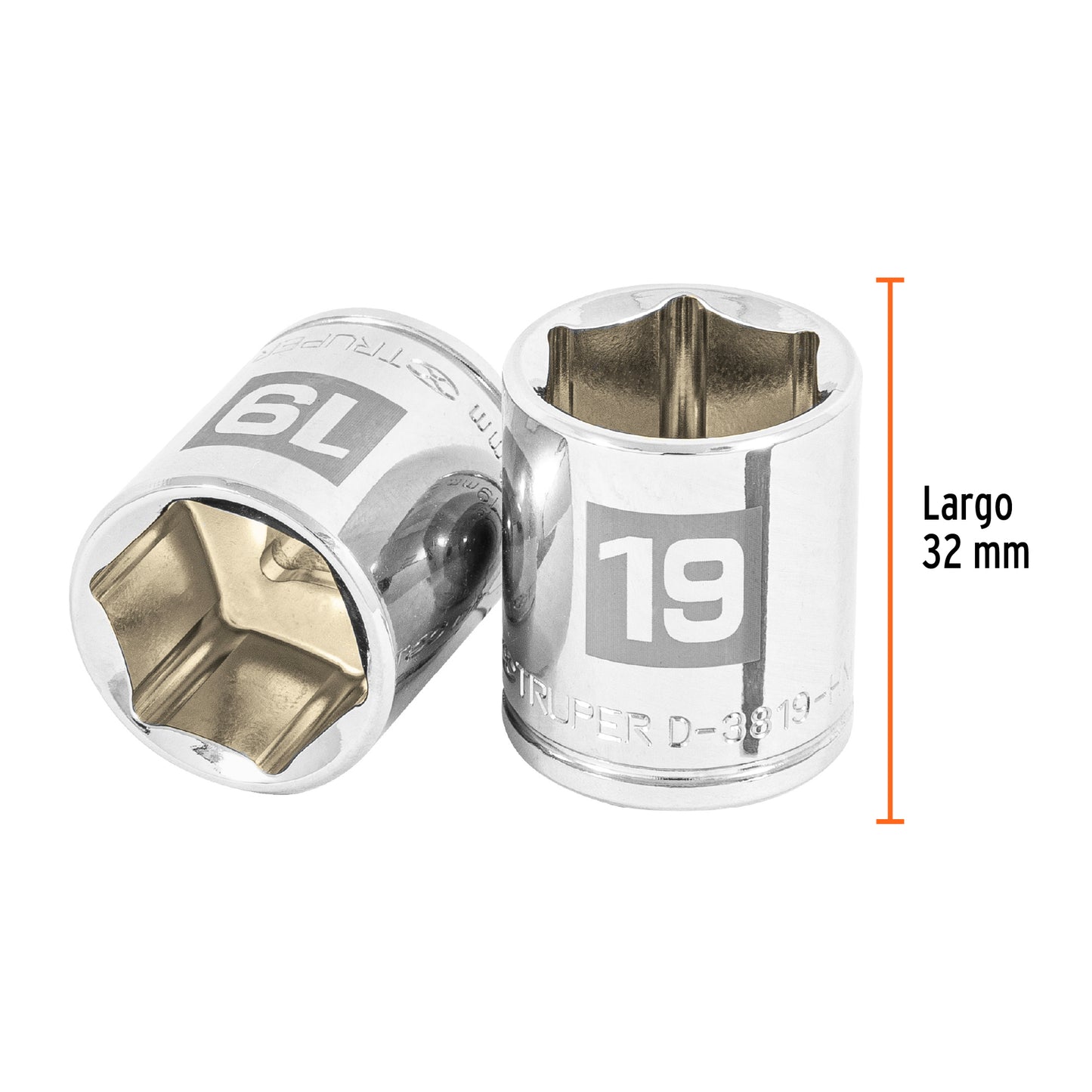 Socket, 6 Points, 3/8" Drive, 19mm TRUPER