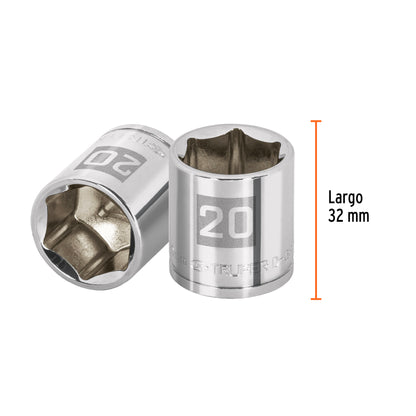 Socket, 6 Points, 3/8" Drive, 20mm TRUPER
