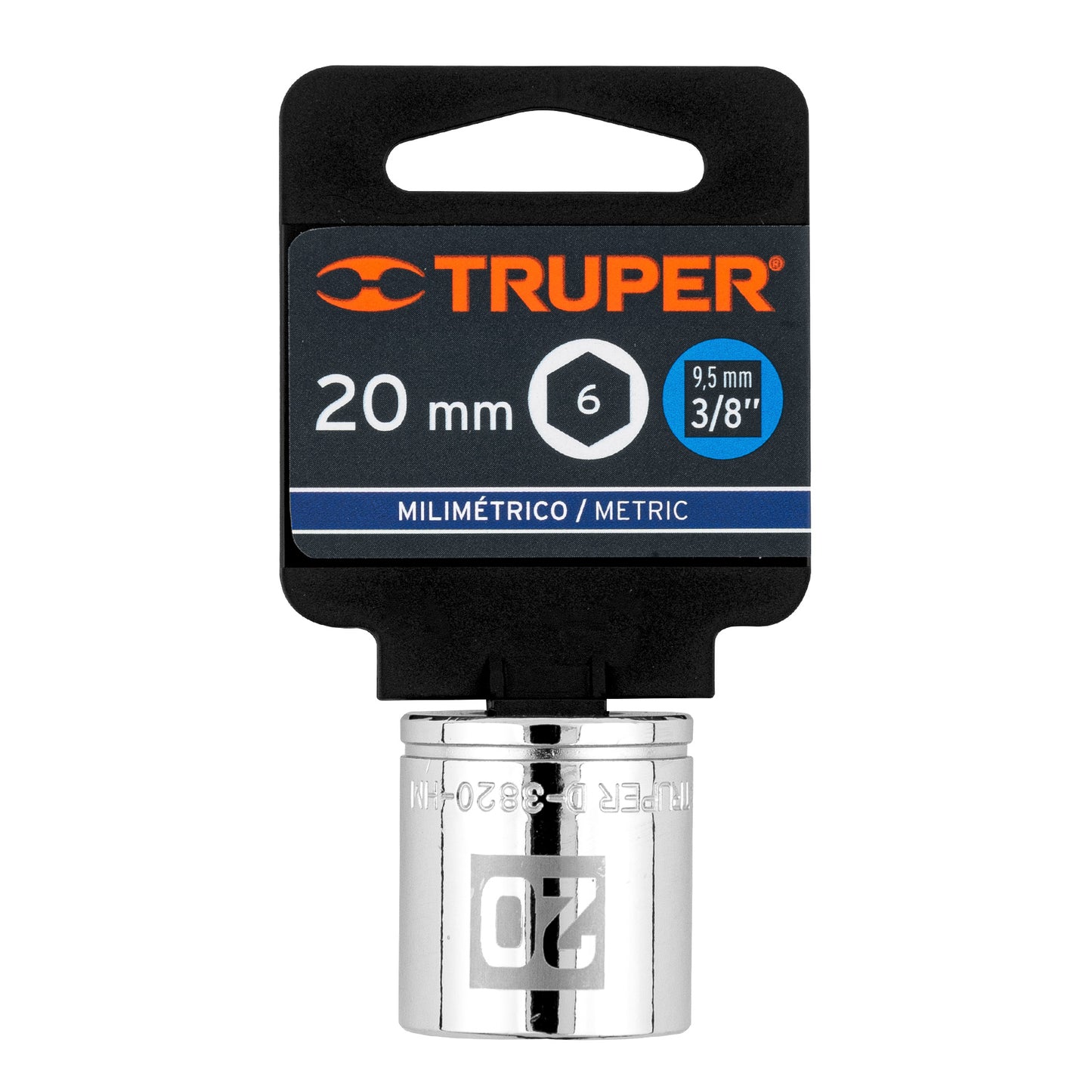 Socket, 6 Points, 3/8" Drive, 20mm TRUPER
