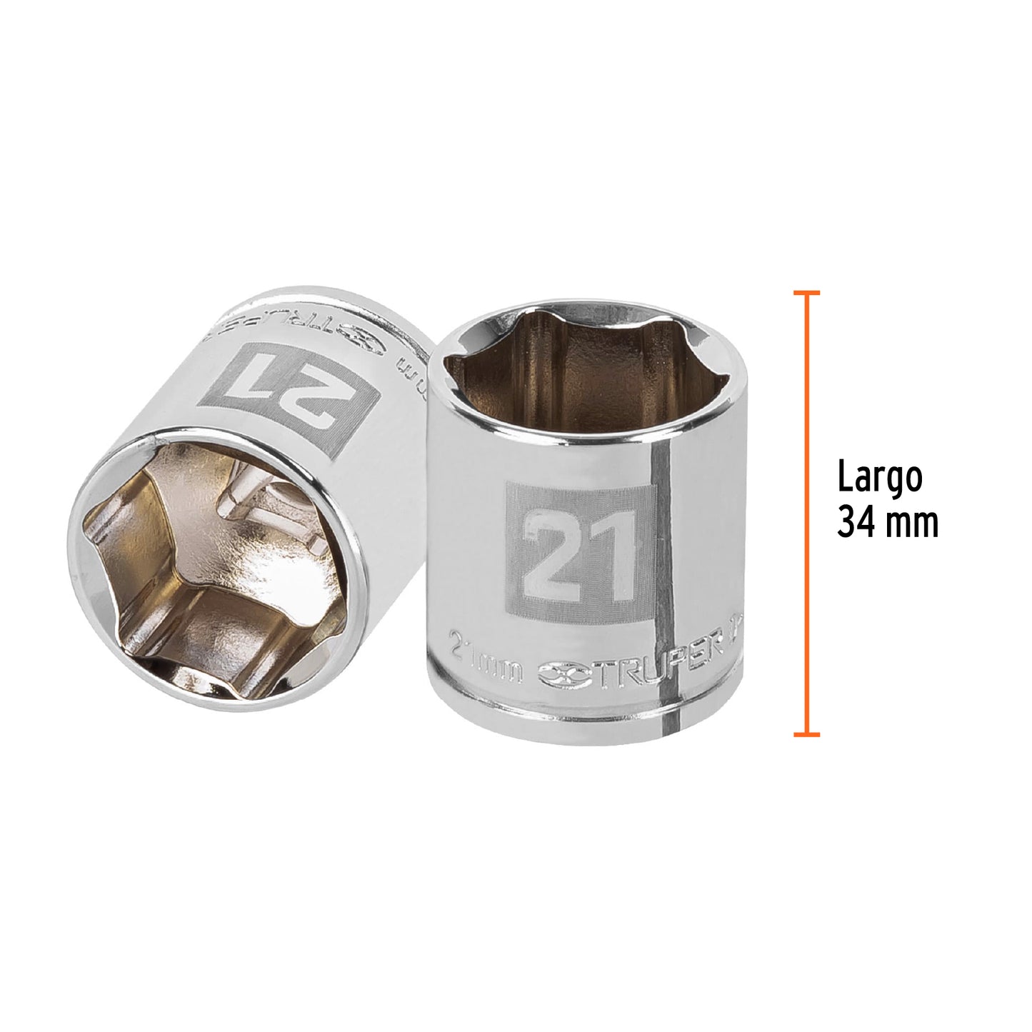 Socket, 6 Points, 3/8" Drive, 21mm TRUPER