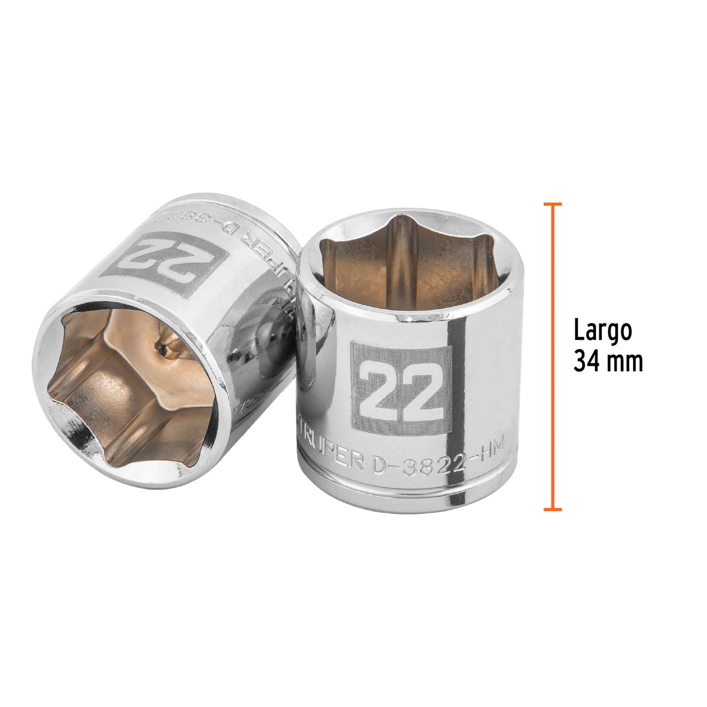 Socket, 6 Points, 3/8" Drive, 22mm TRUPER