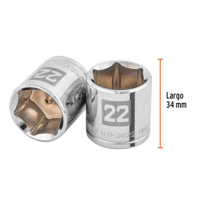 Socket, 6 Points, 3/8" Drive, 22mm TRUPER
