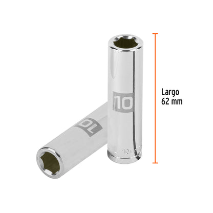 Deep Socket, 6 Points, 3/8" Drive, 10mm TRUPER