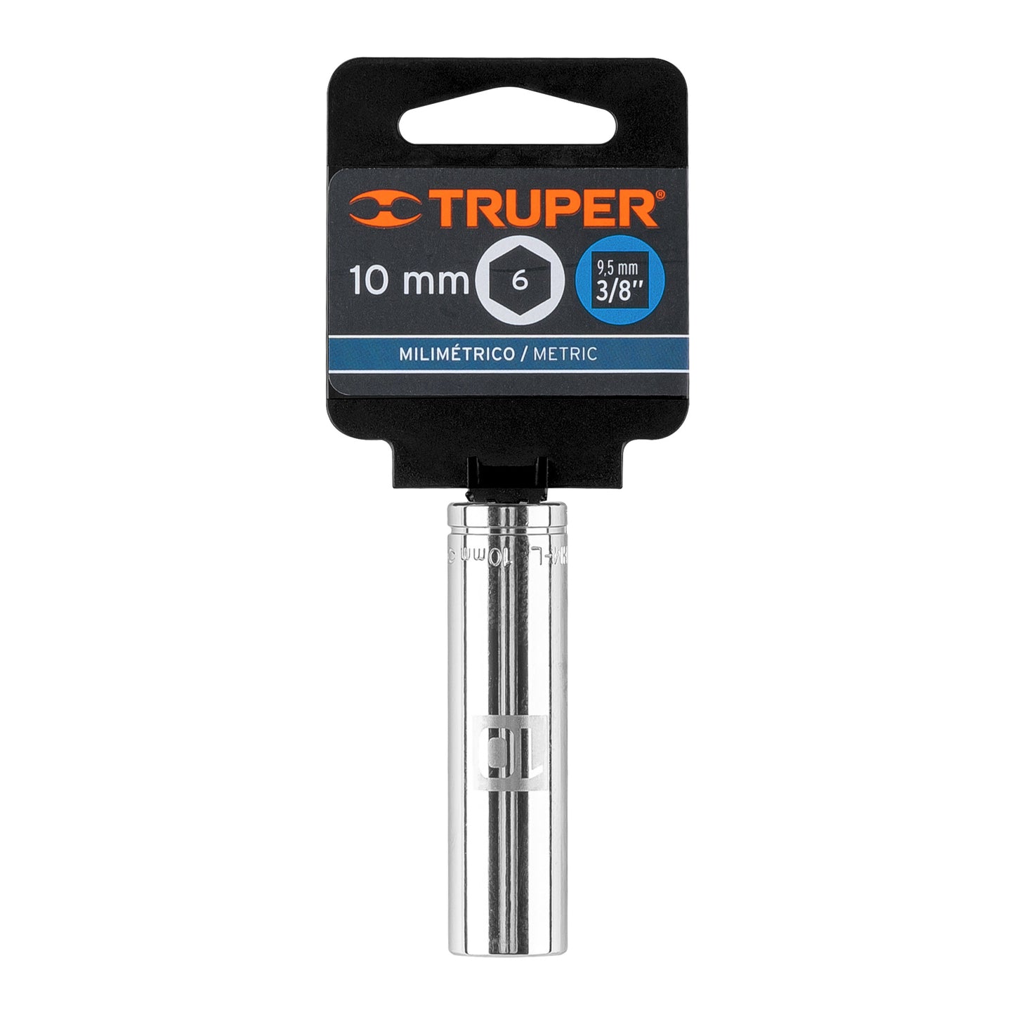 Deep Socket, 6 Points, 3/8" Drive, 10mm TRUPER