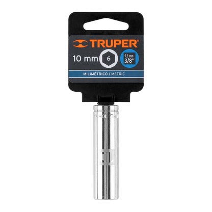 Deep Socket, 6 Points, 3/8" Drive, 10mm TRUPER
